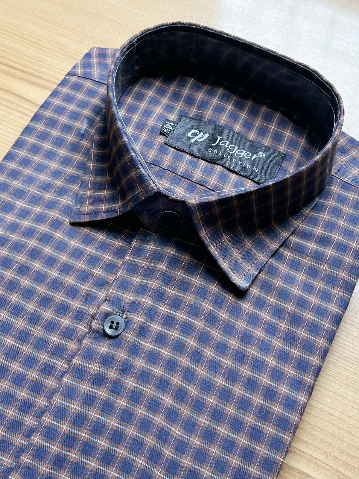 B Blue Checks Formal Dress Shirt For Men MFS486