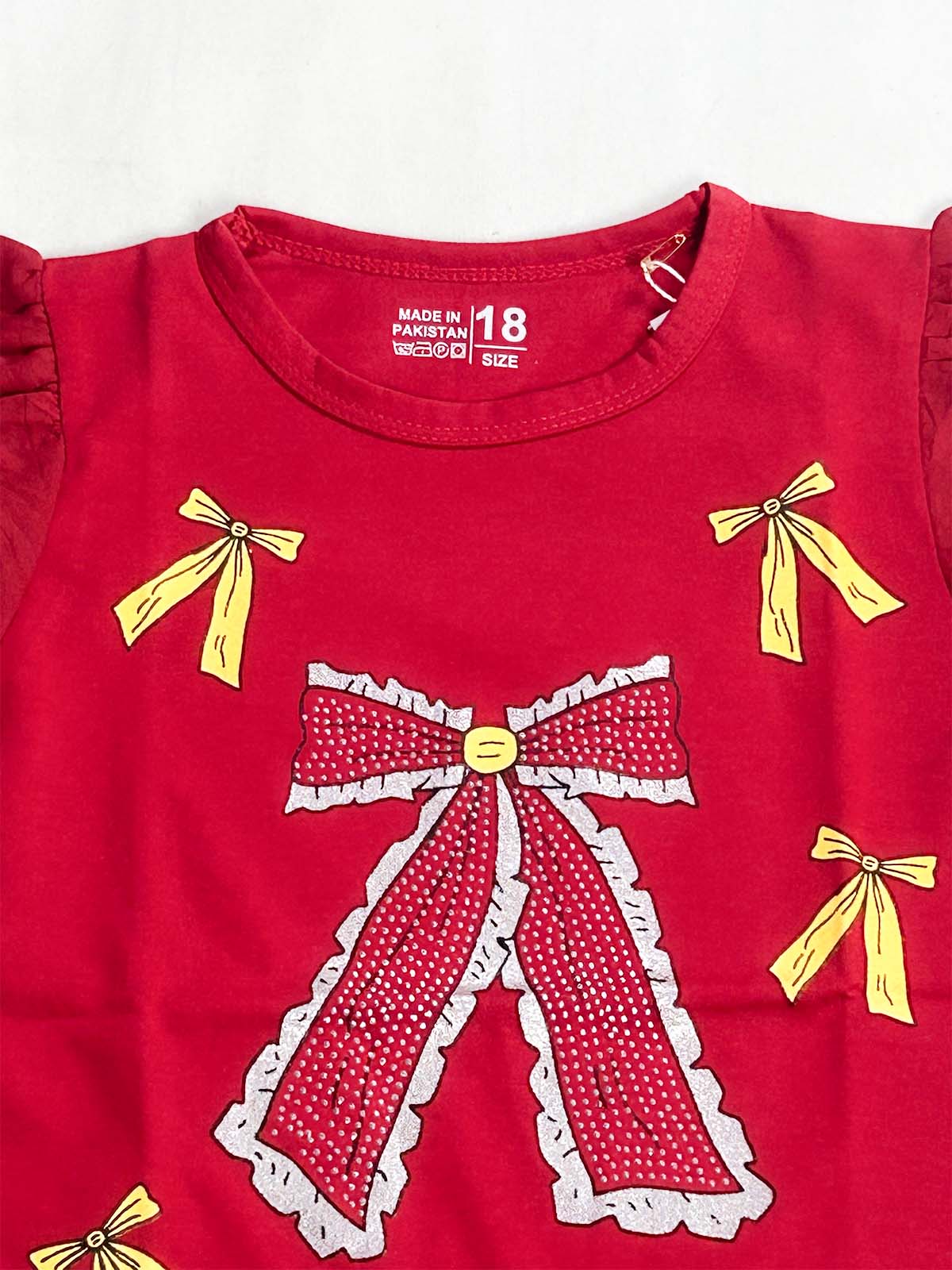 2Yrs - 7Ys Bow Red T-Shirt For Girls SK GTS132