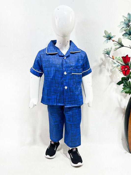 1Yrs - 5Yrs Blue Cotton Night Suit For Kids NG BNS30