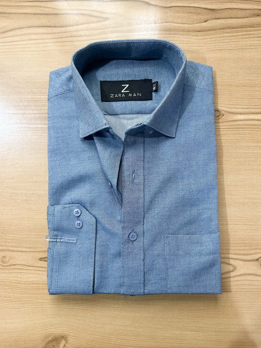 MFS613 Dull Blue Formal Dress Shirt For Men