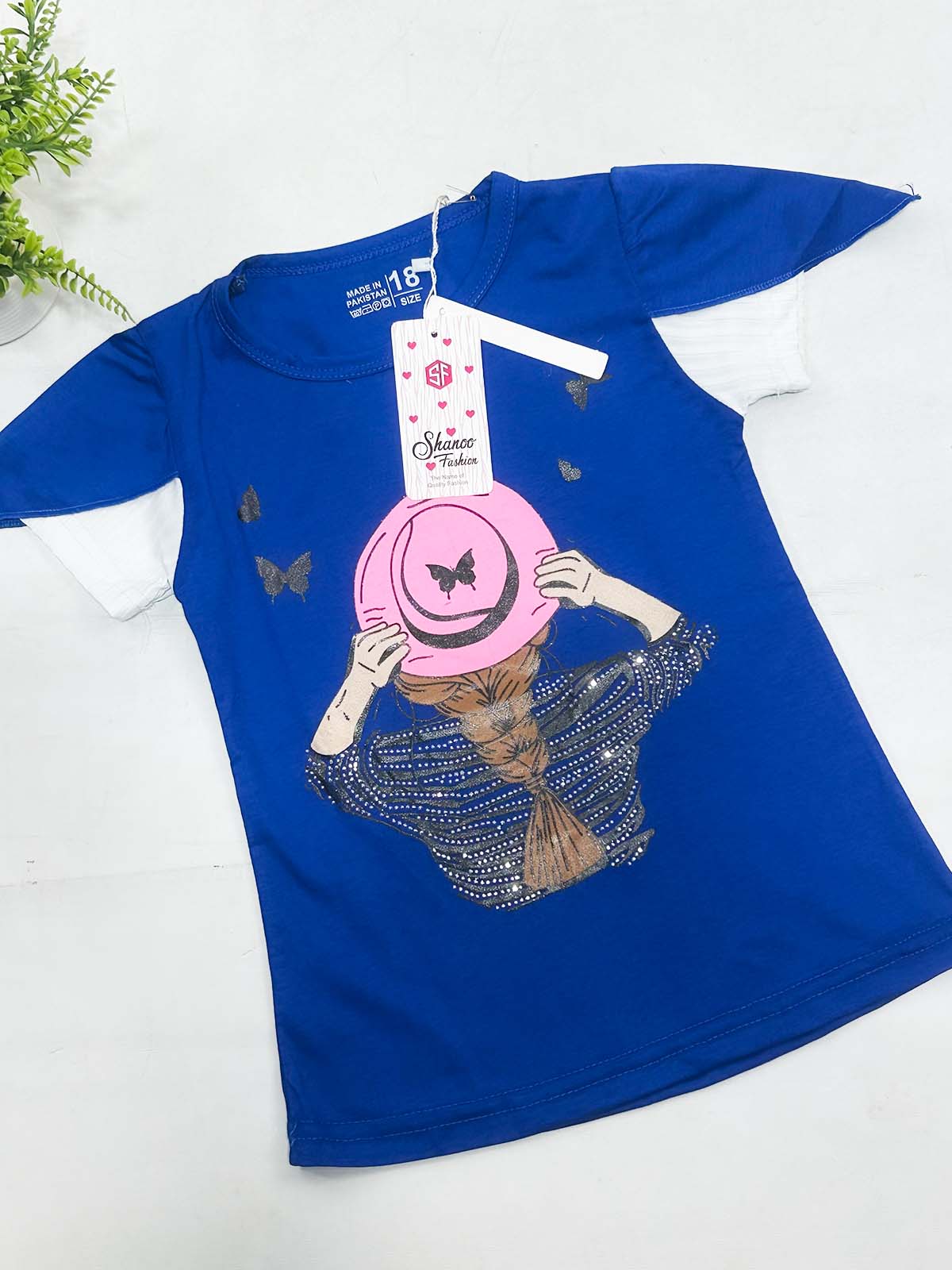 2Yrs - 7Ys Hat Blue T-Shirt For Girls SK GTS110