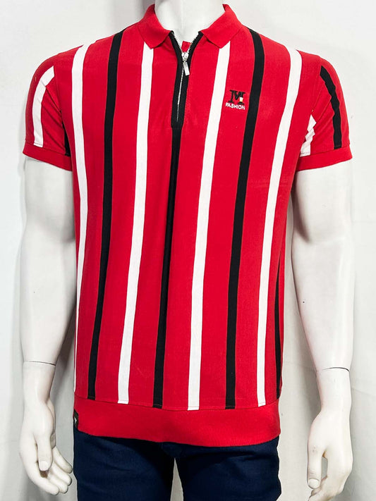 Red Striped Polo T-Shirt For Men MTS466