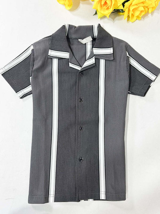 4Yrs - 10Yrs Grey Old Money Shirt for Boys BCS64