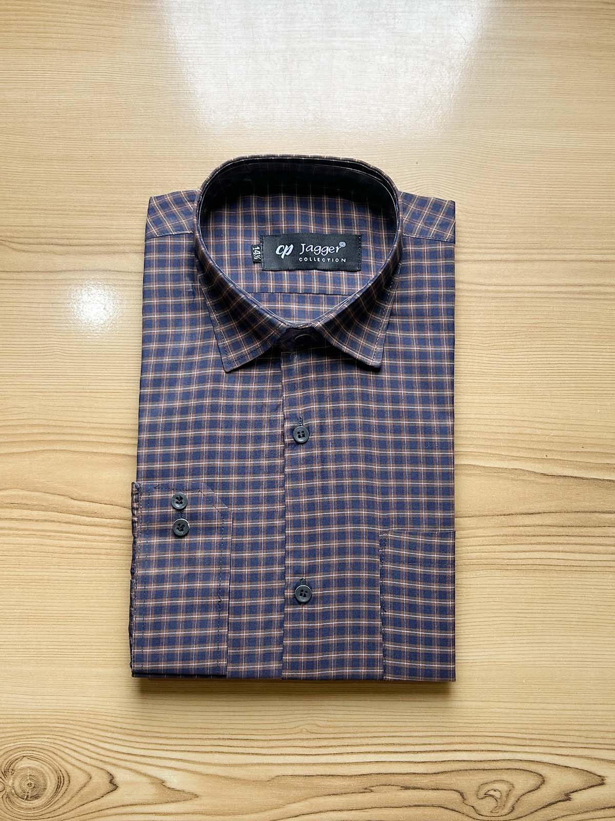 B Blue Checks Formal Dress Shirt For Men MFS486
