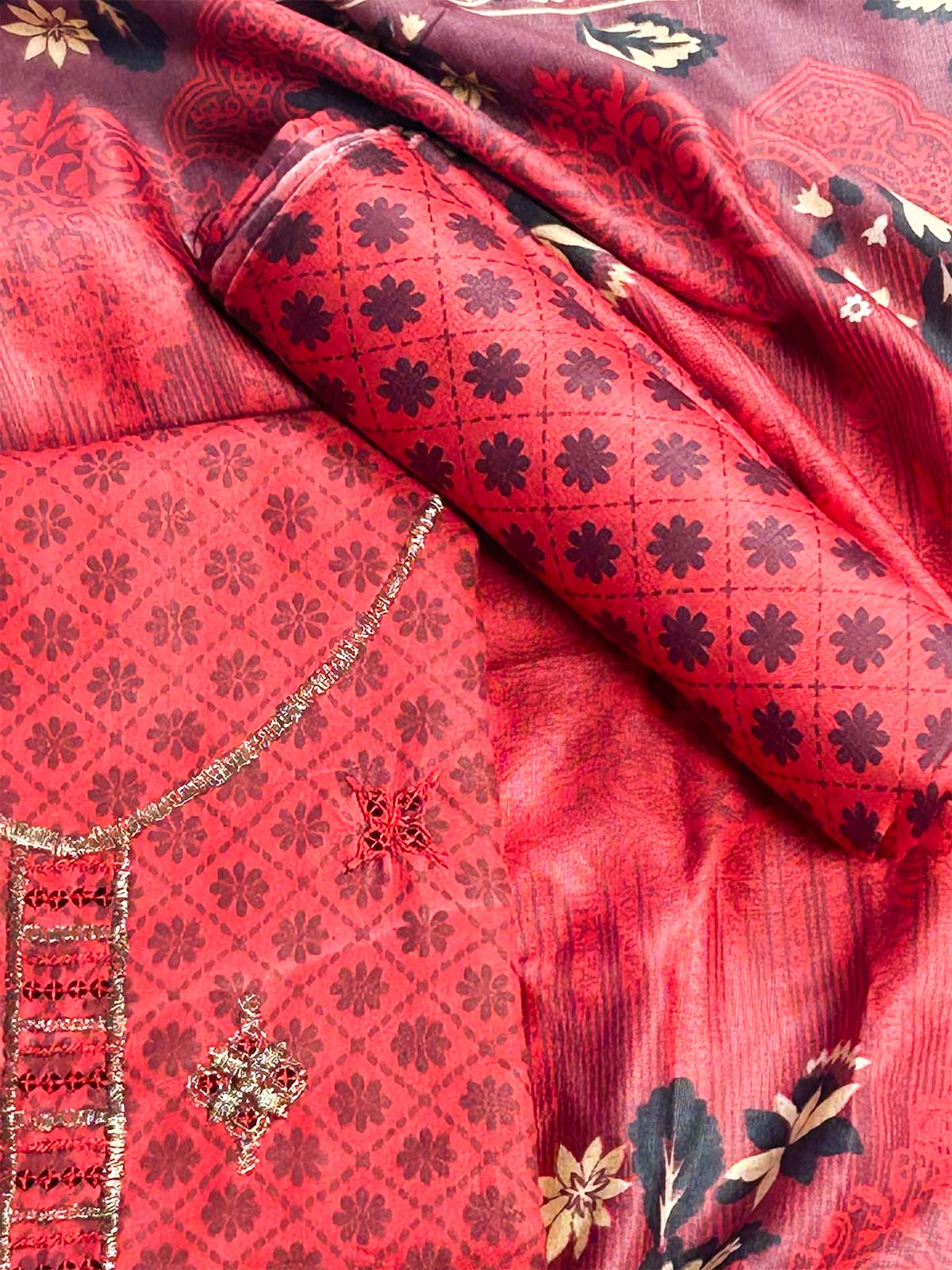 3Pcs Unstitched Digital Lawn Suit For Women WU257