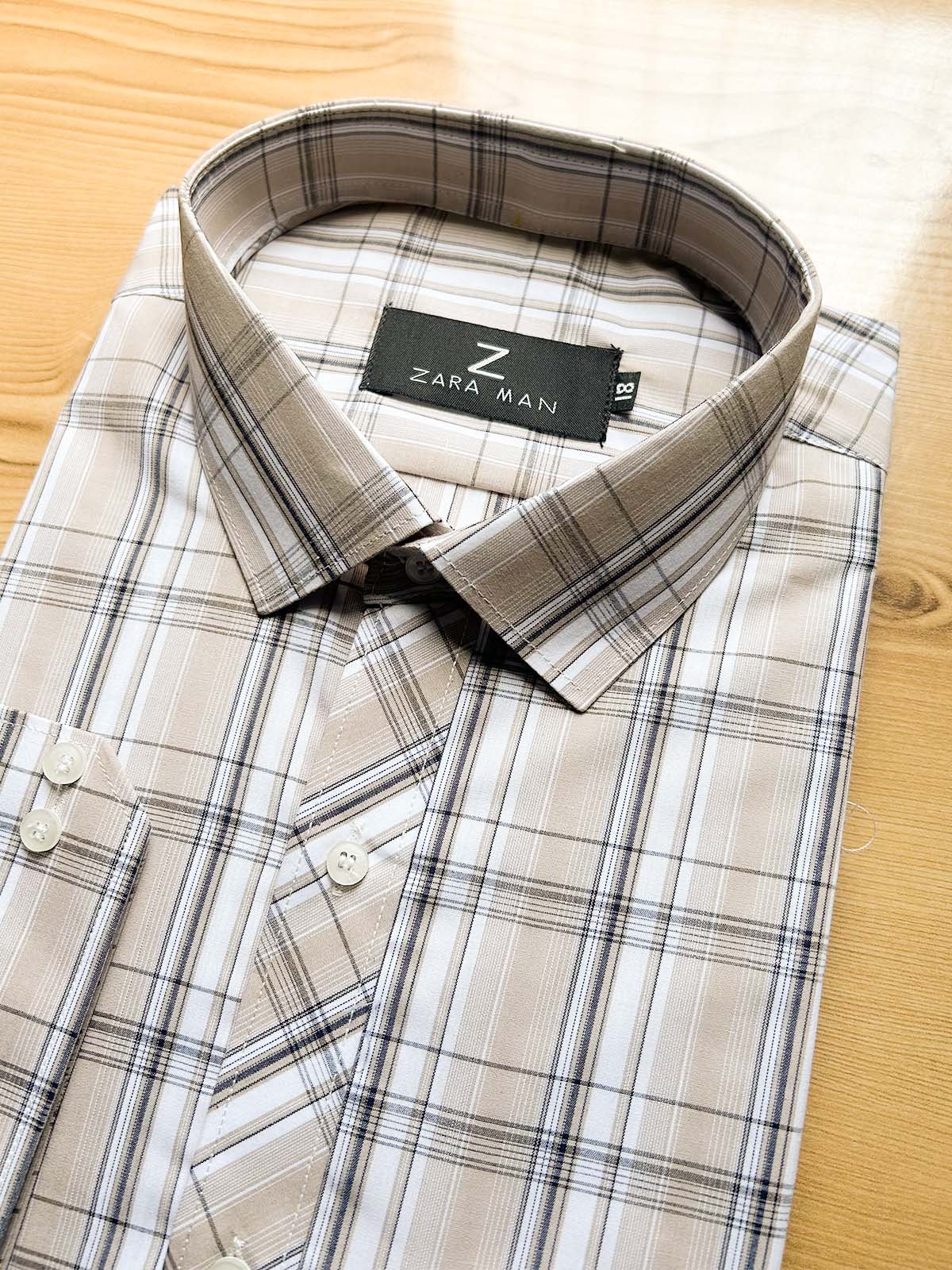 Brown Checks Formal Dress Shirt For Men MFS549