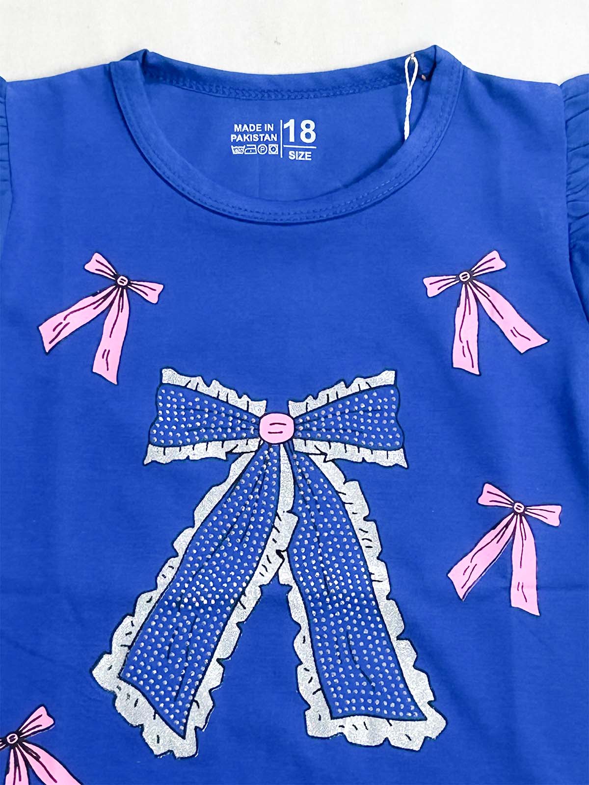2Yrs - 7Ys Bow Blue T-Shirt For Girls SK GTS133