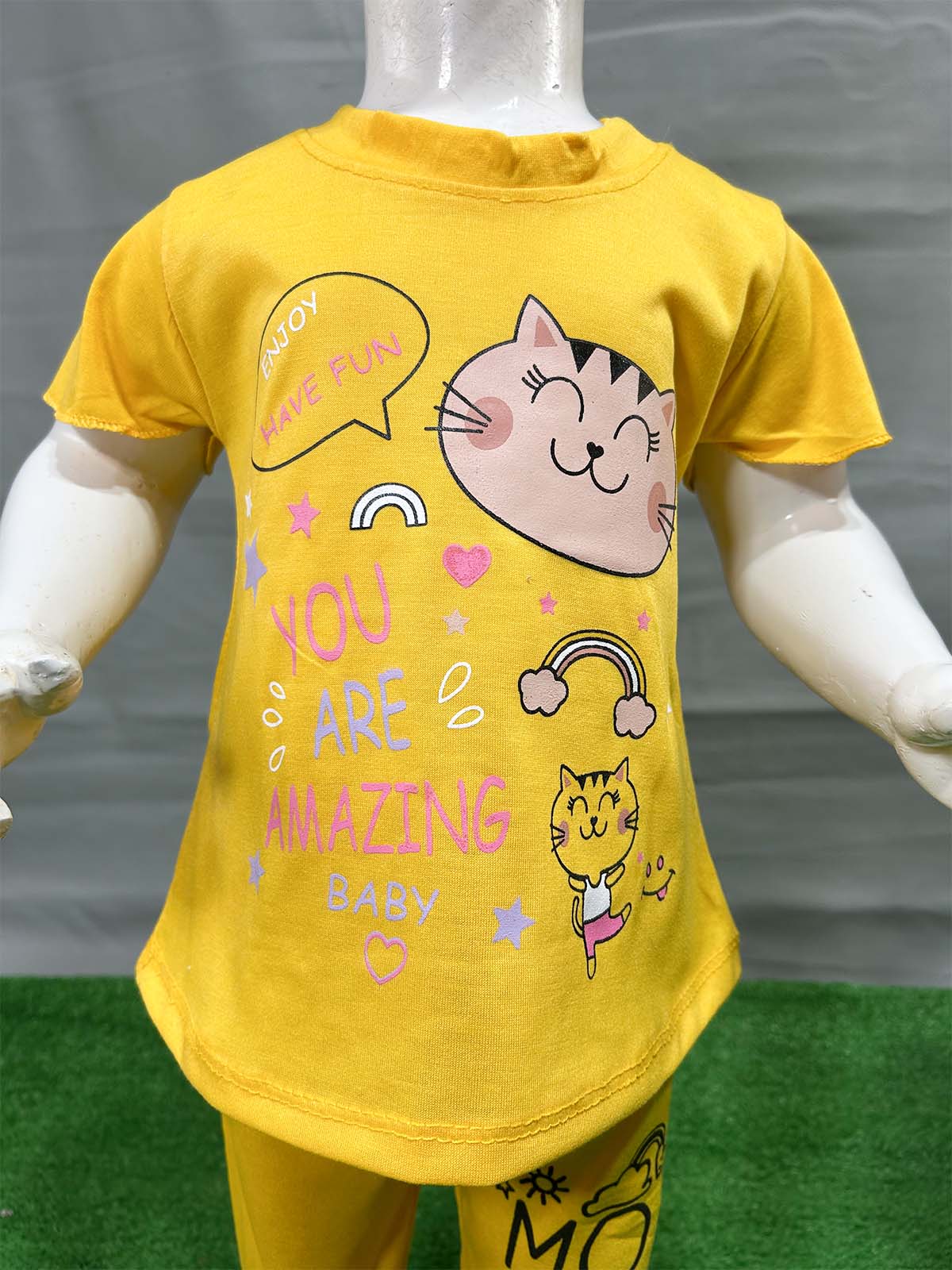 1Yr - 4Yrs Cat Yellow Suit For Girls RG GS325