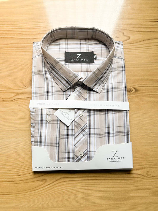 Brown Checks Formal Dress Shirt For Men MFS549