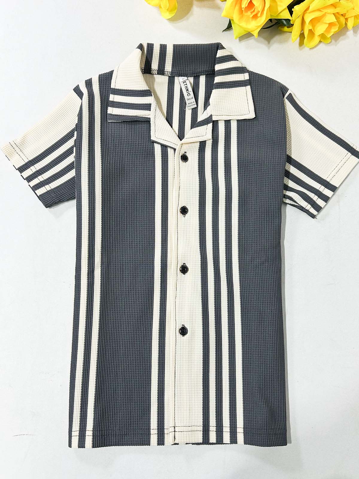 4Yrs - 10Yrs Grey Old Money Shirt for Boys BCS65
