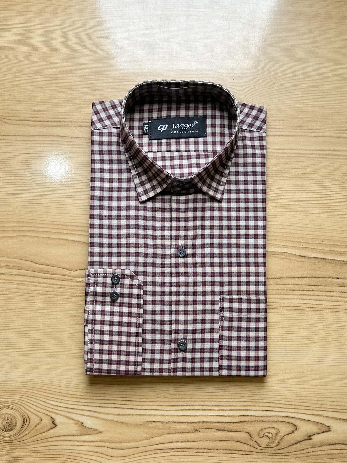 Fawn Checks Formal Dress Shirt For Men MFS485