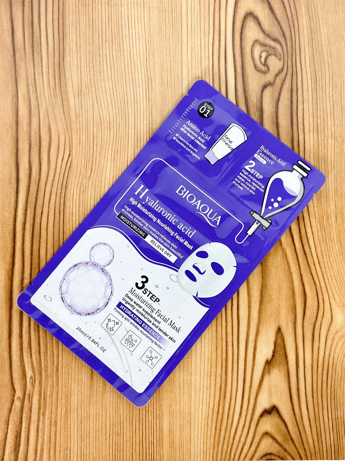 Pack of 4 3-Step Collagen, Niacinamide, Hyaluronic Acid & Aloe Vera Sheet Mask C63