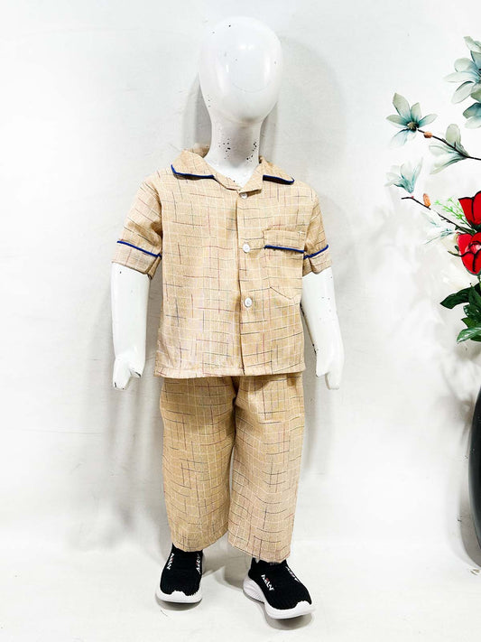 1Yrs - 5Yrs Brown Cotton Night Suit For Kids NG BNS31