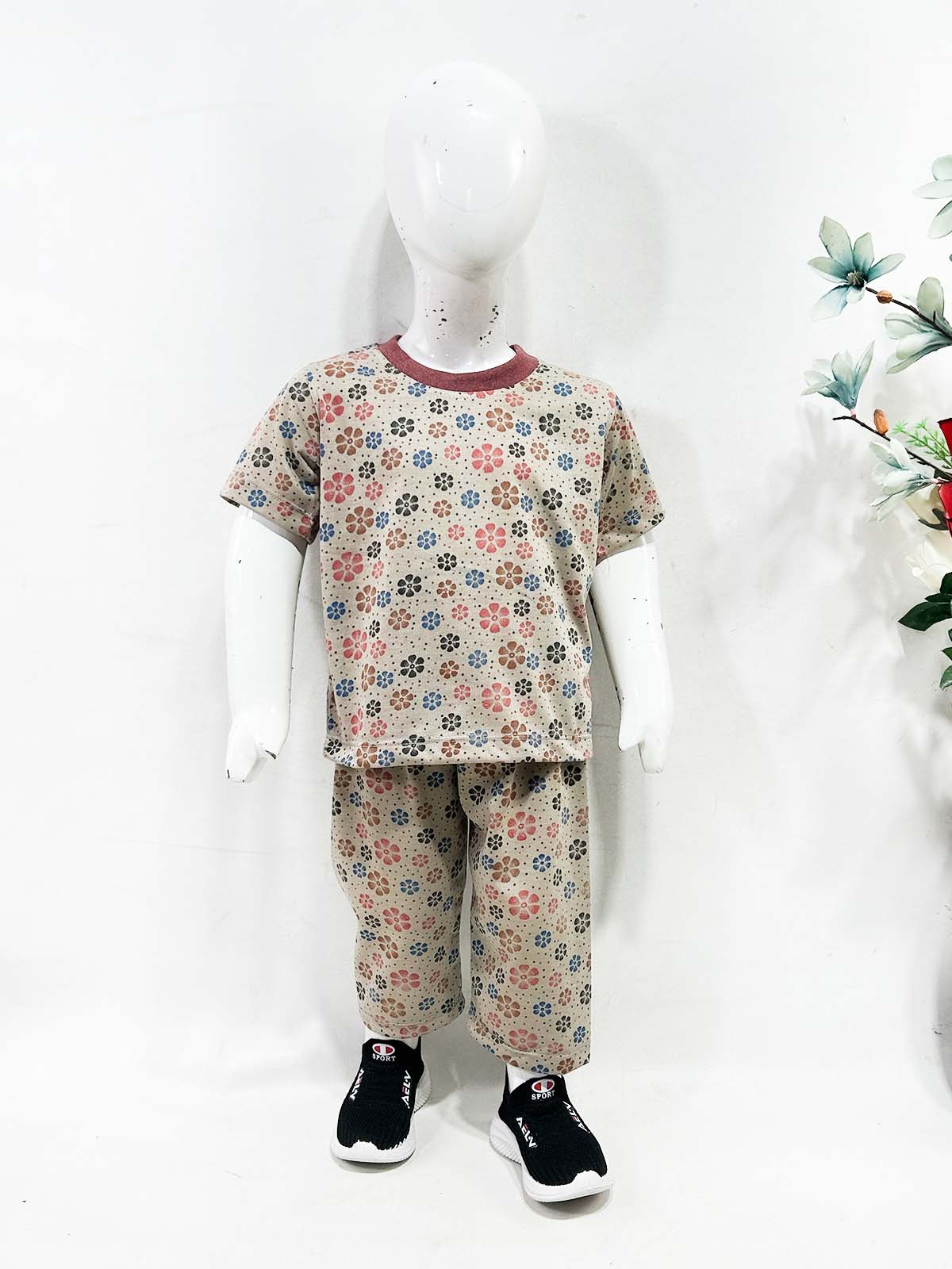 1Yrs - 5Yrs Brown Jersey Night Suit For Kids NG BNS48