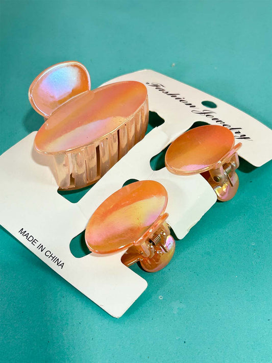 Pack Of 3 Peach Hair Clips For Girls GHC95