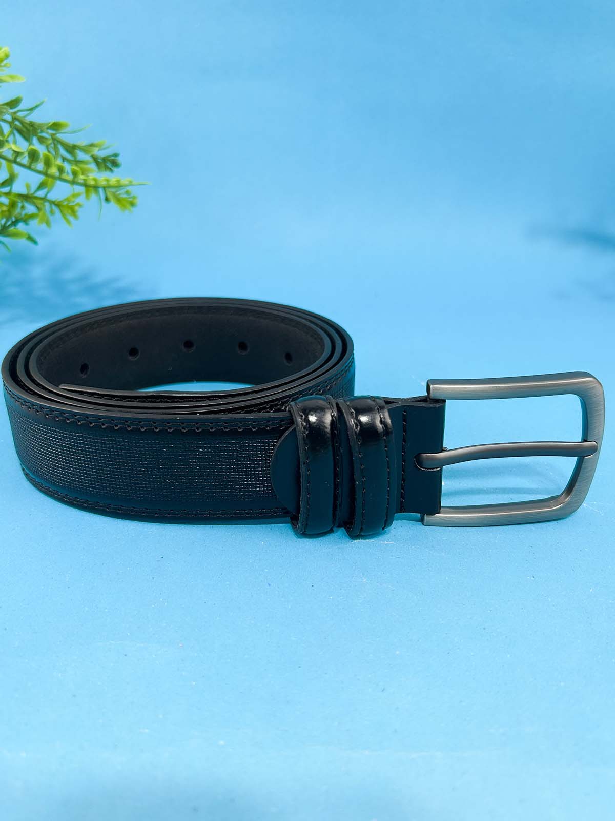 Black Faux Leather Belt For Men MB83