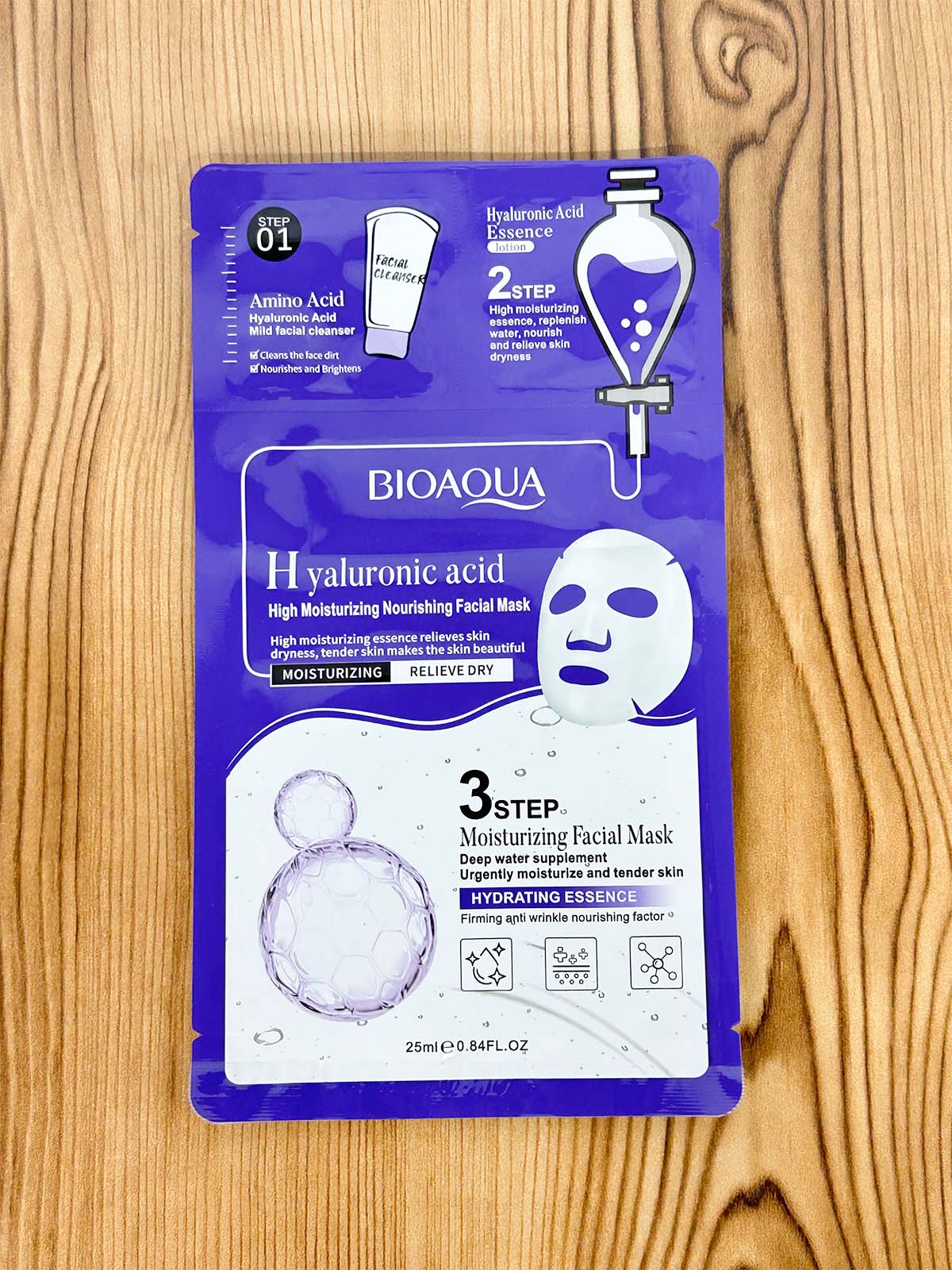 Pack of 4 3-Step Collagen, Niacinamide, Hyaluronic Acid & Aloe Vera Sheet Mask C63