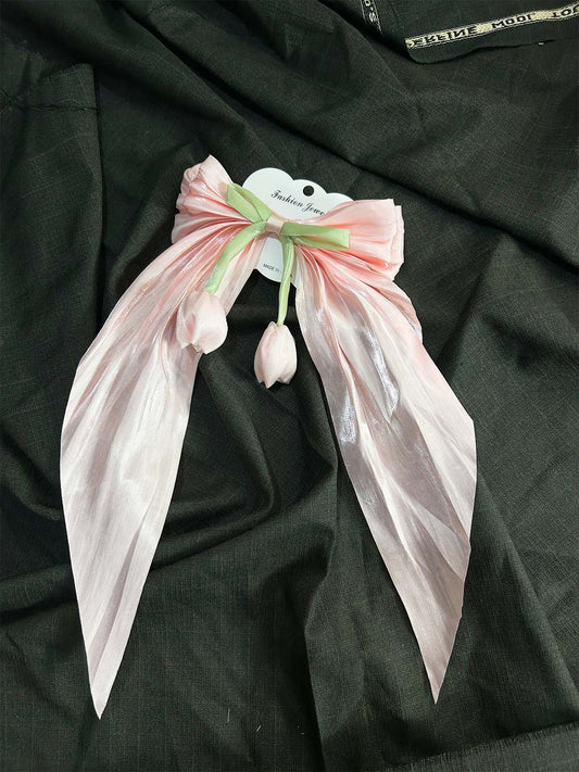 Pink Tulip Hair Bow Clip GHB71
