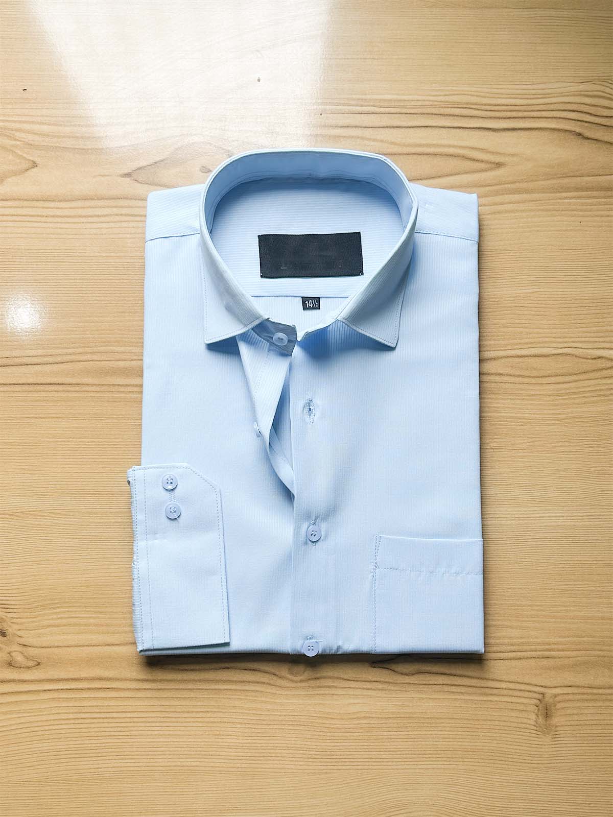 Sky Blue Self Formal Dress Shirt For Men MFS515
