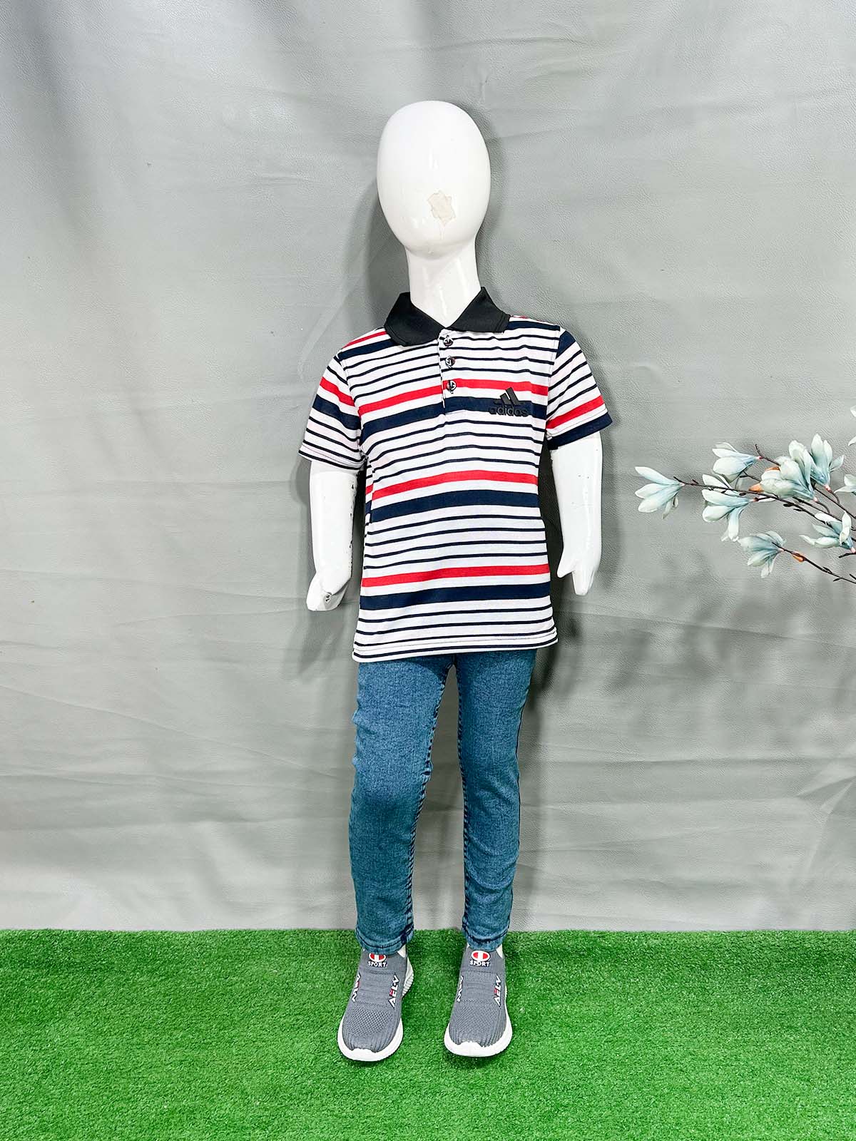 2Yrs - 7Yrs White Stripes T-Shirt For Boys SG BTS120