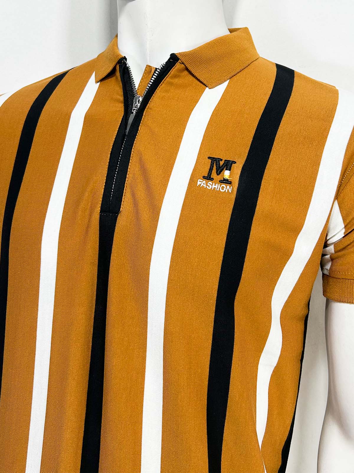 Yellow Striped Polo T-Shirt For Men MTS467