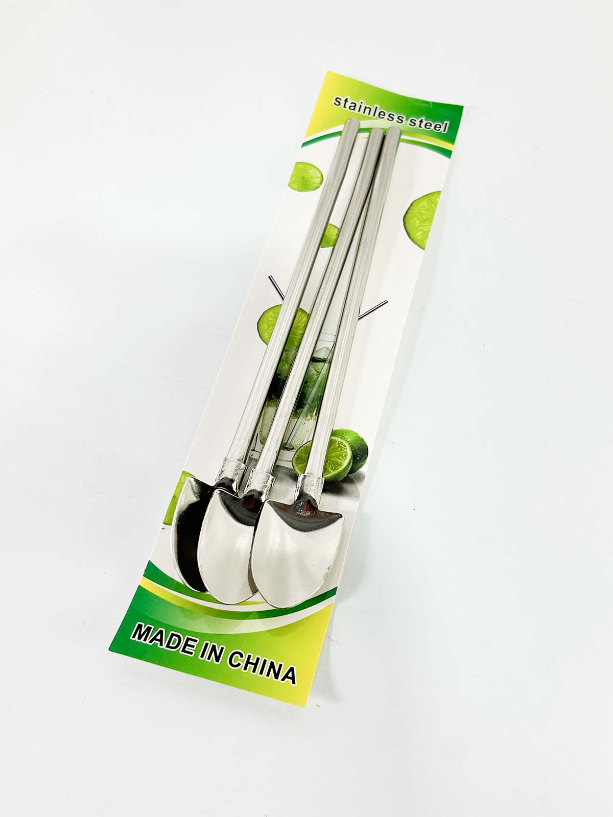 3Pcs Stainless Steel Cocktail Straw & Spoon