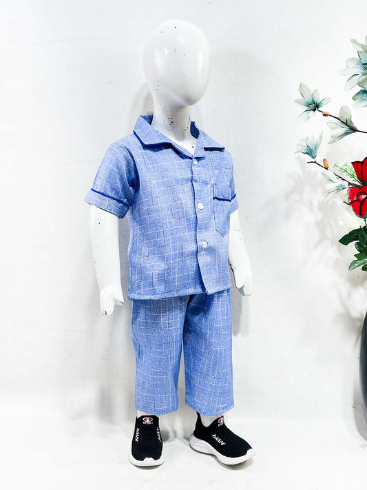 1Yrs - 5Yrs Blue Cotton Night Suit For Kids NG BNS32