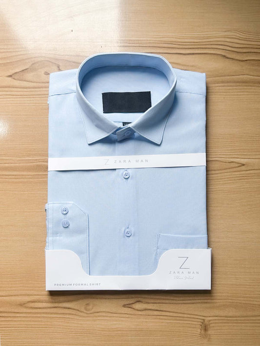 Sky Blue Self Formal Dress Shirt For Men MFS515