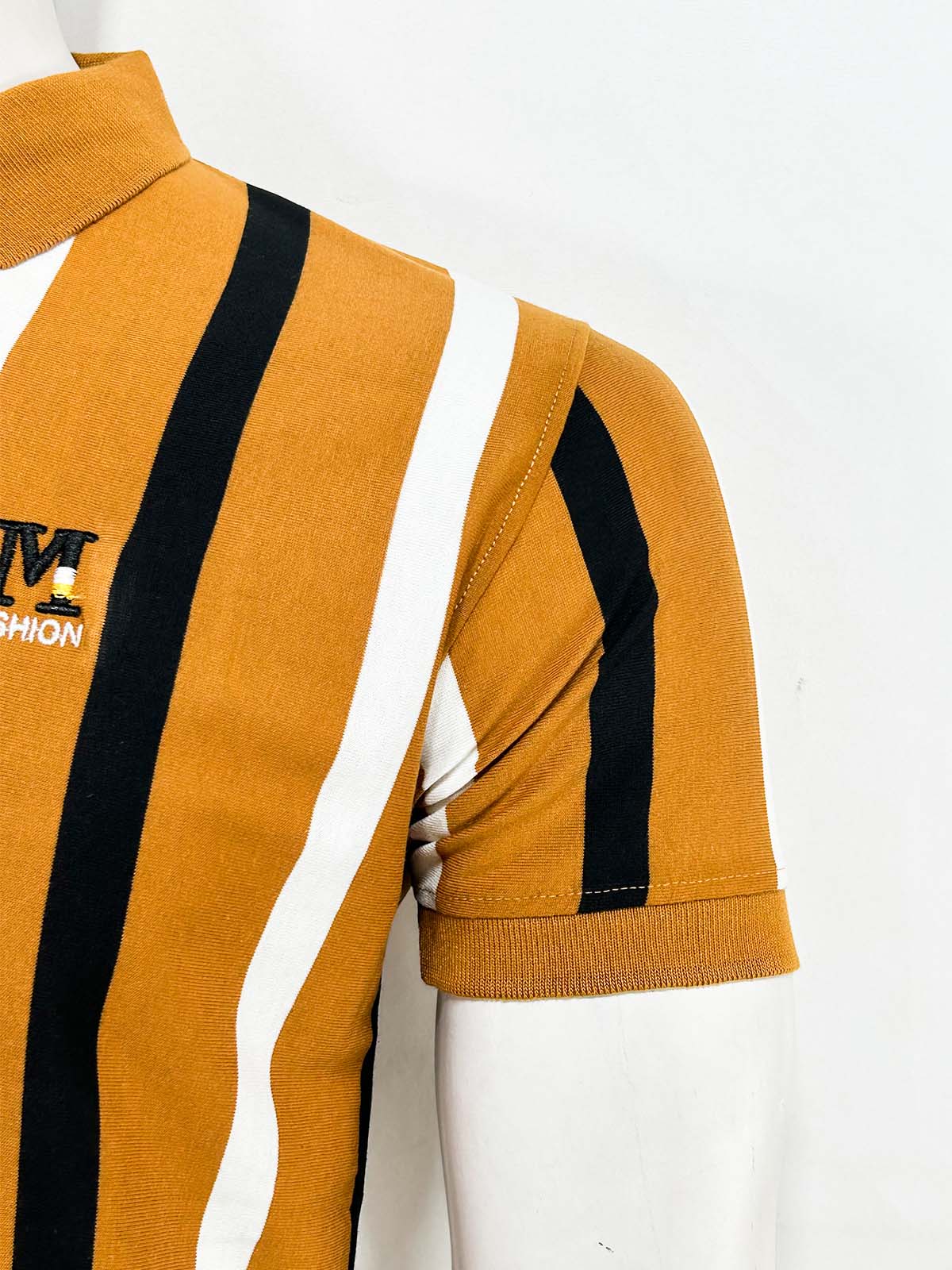 Yellow Striped Polo T-Shirt For Men MTS467