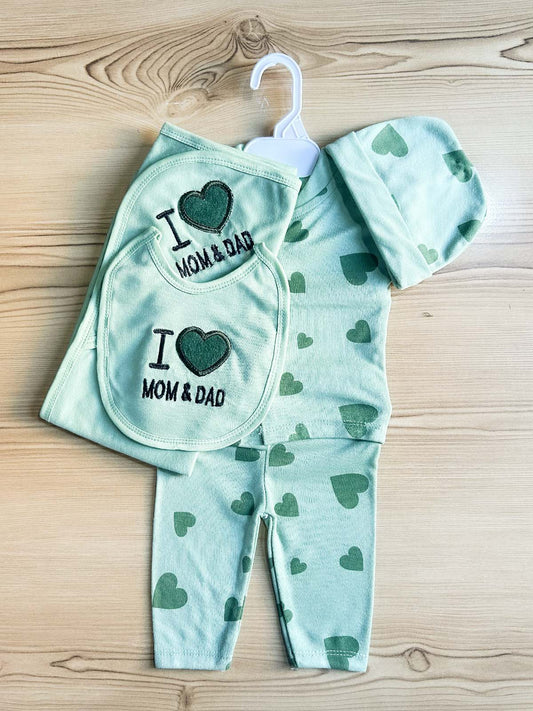 0Mth - 3Mth Green 5Pcs Gift Set For Newborn HG NBGS319