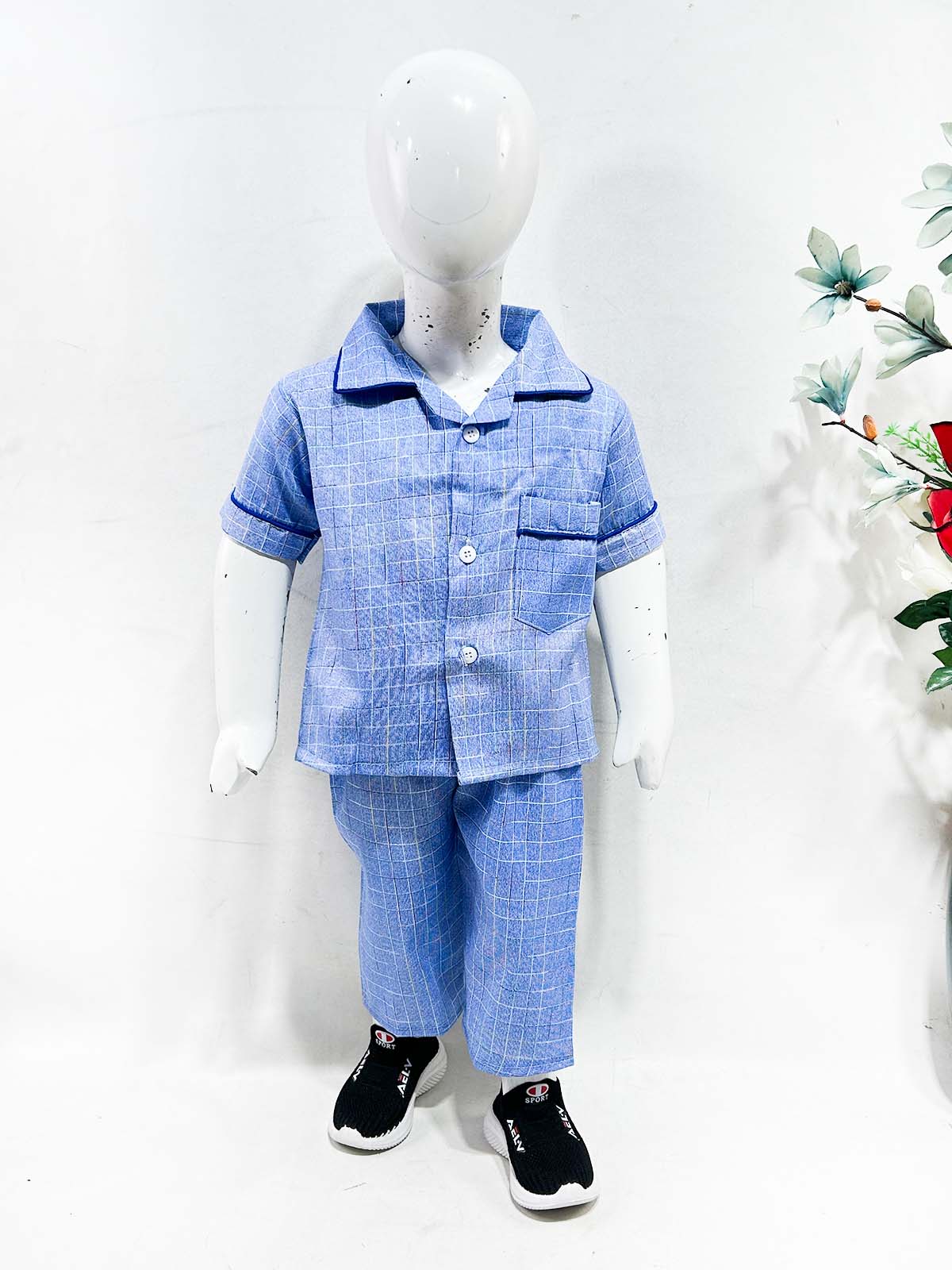 1Yrs - 5Yrs Blue Cotton Night Suit For Kids NG BNS32
