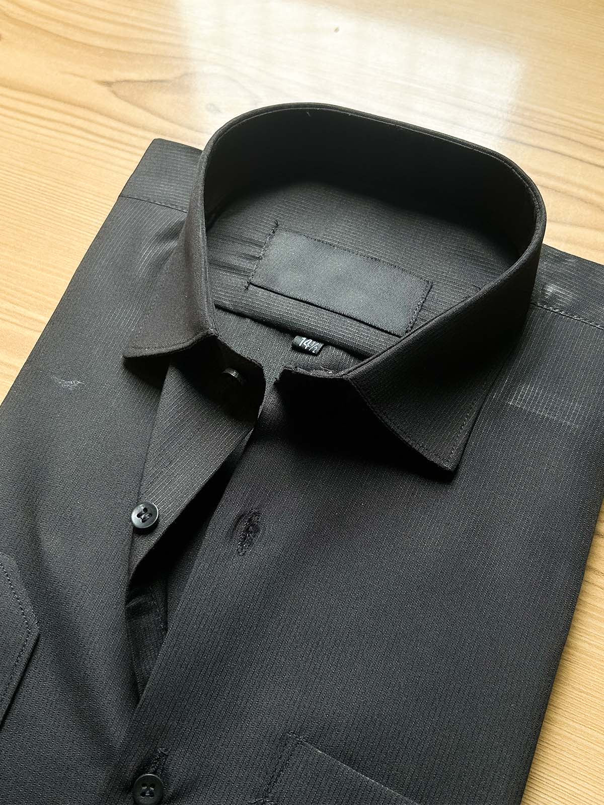Black Self Formal Dress Shirt For Men MFS516