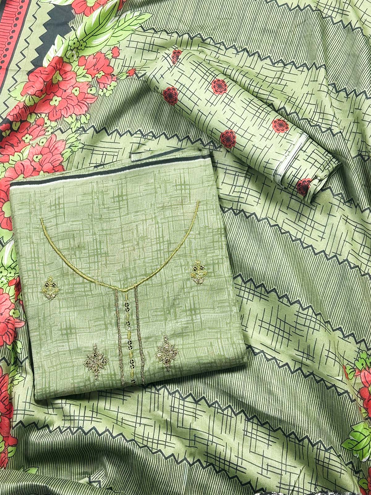 3Pcs Unstitched Digital Lawn Suit For Women WU259
