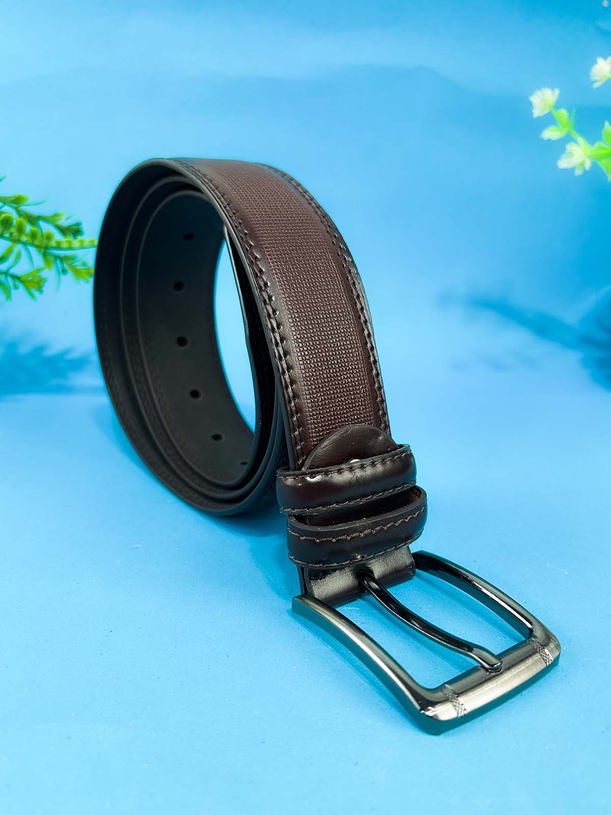 Brown Faux Leather Belt For Men MB81