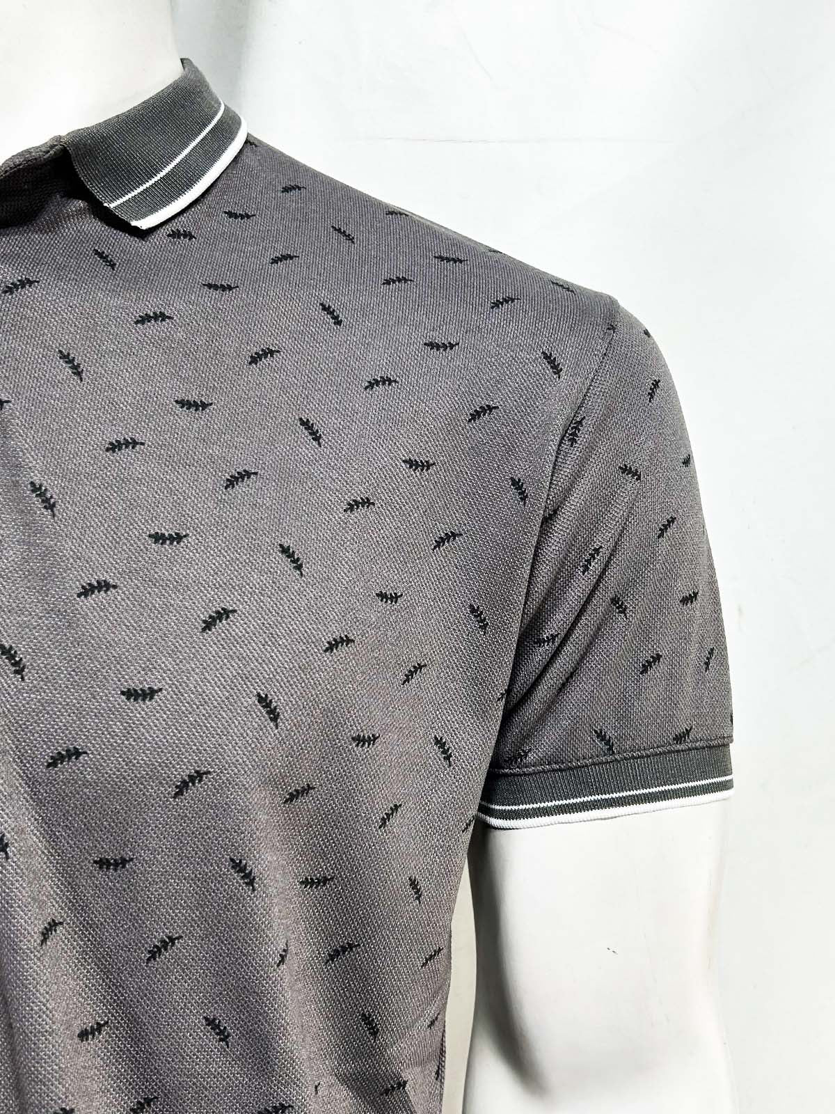 Grey Printed Polo T-Shirt For Men MTS426