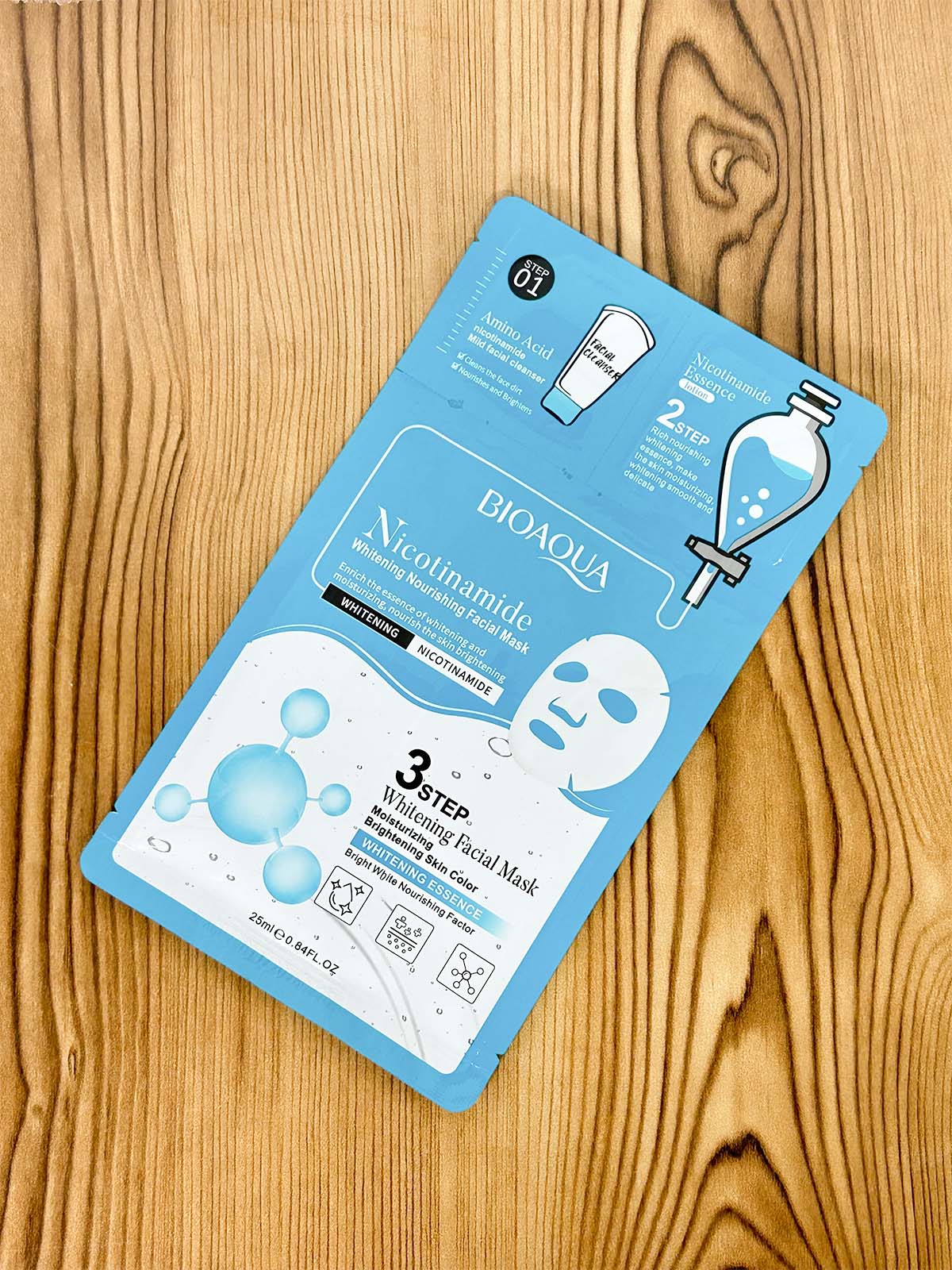 Pack of 4 3-Step Collagen, Niacinamide, Hyaluronic Acid & Aloe Vera Sheet Mask C63
