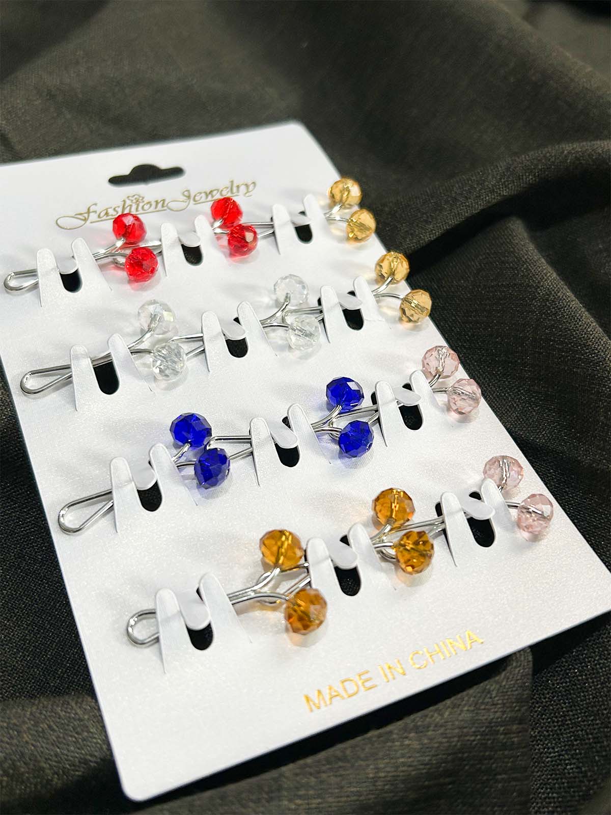 Pack of 12 Crystal Clip Pins For Scarf and Hijab GHB60