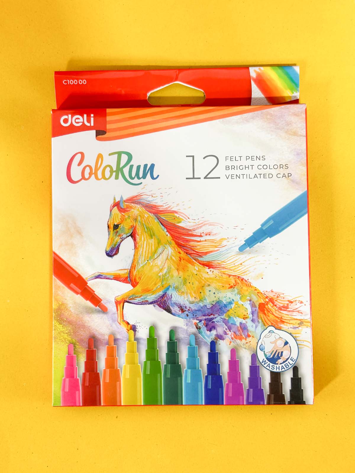 Pack Of 12 Deli ColoRun Felt Pens Bright Colors PB234