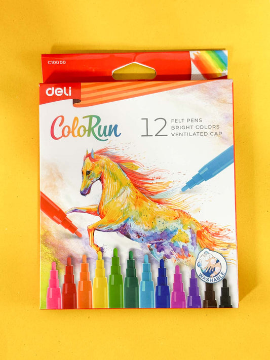 Pack Of 12 Deli ColoRun Felt Pens Bright Colors PB234
