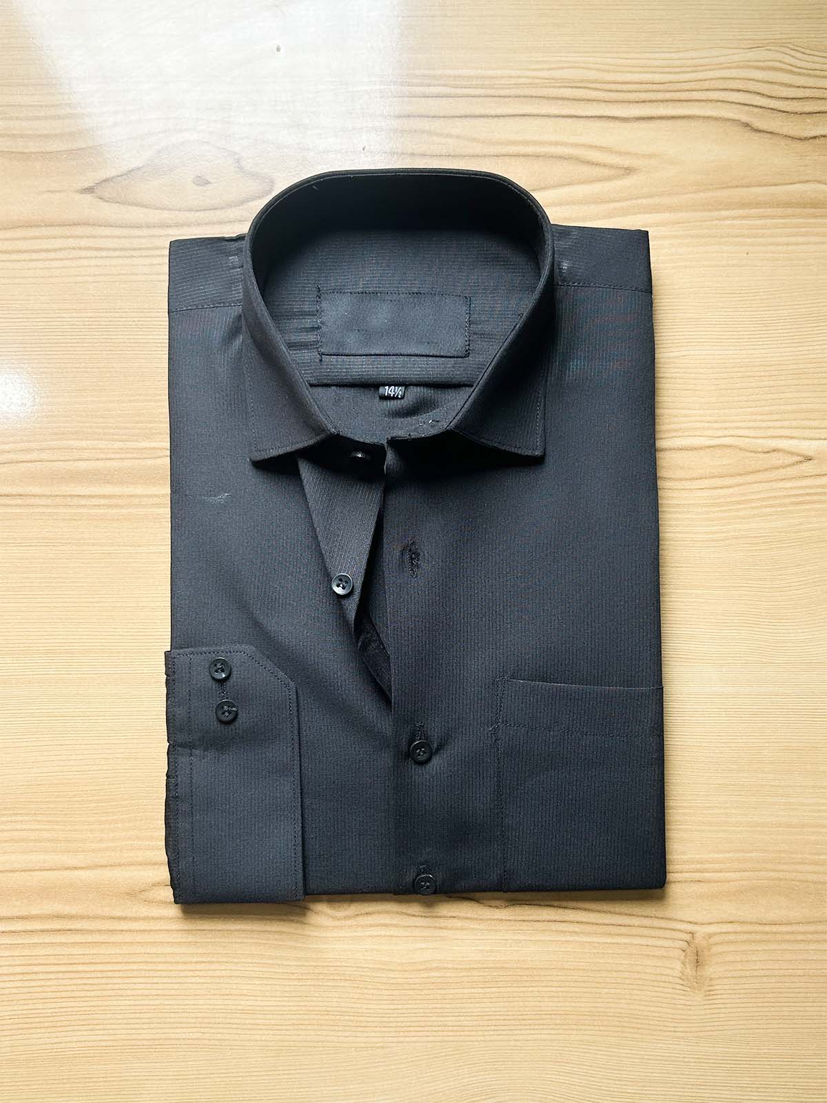 Black Self Formal Dress Shirt For Men MFS516
