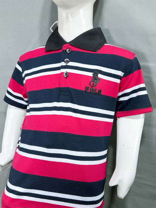 2Yrs - 7Yrs Pink Stripes T-Shirt For Boys SG BTS121