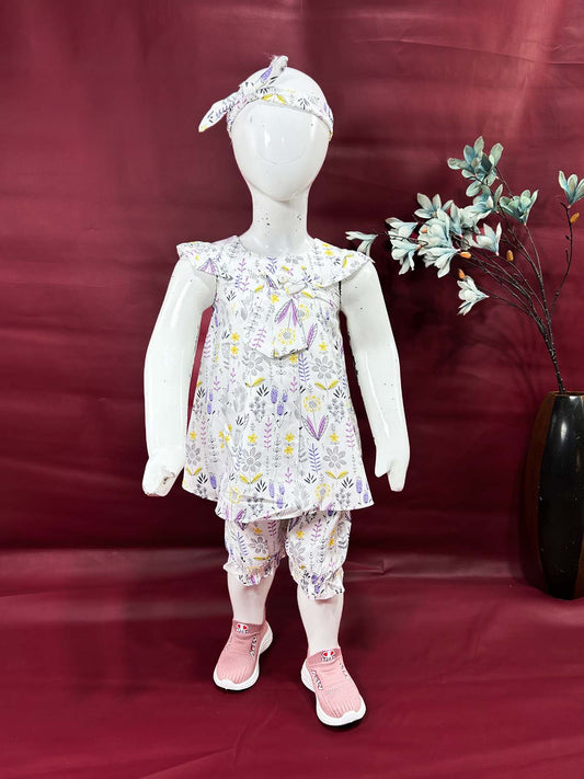 2Yrs - 5Yrs White Floral Frock For Girls GF38
