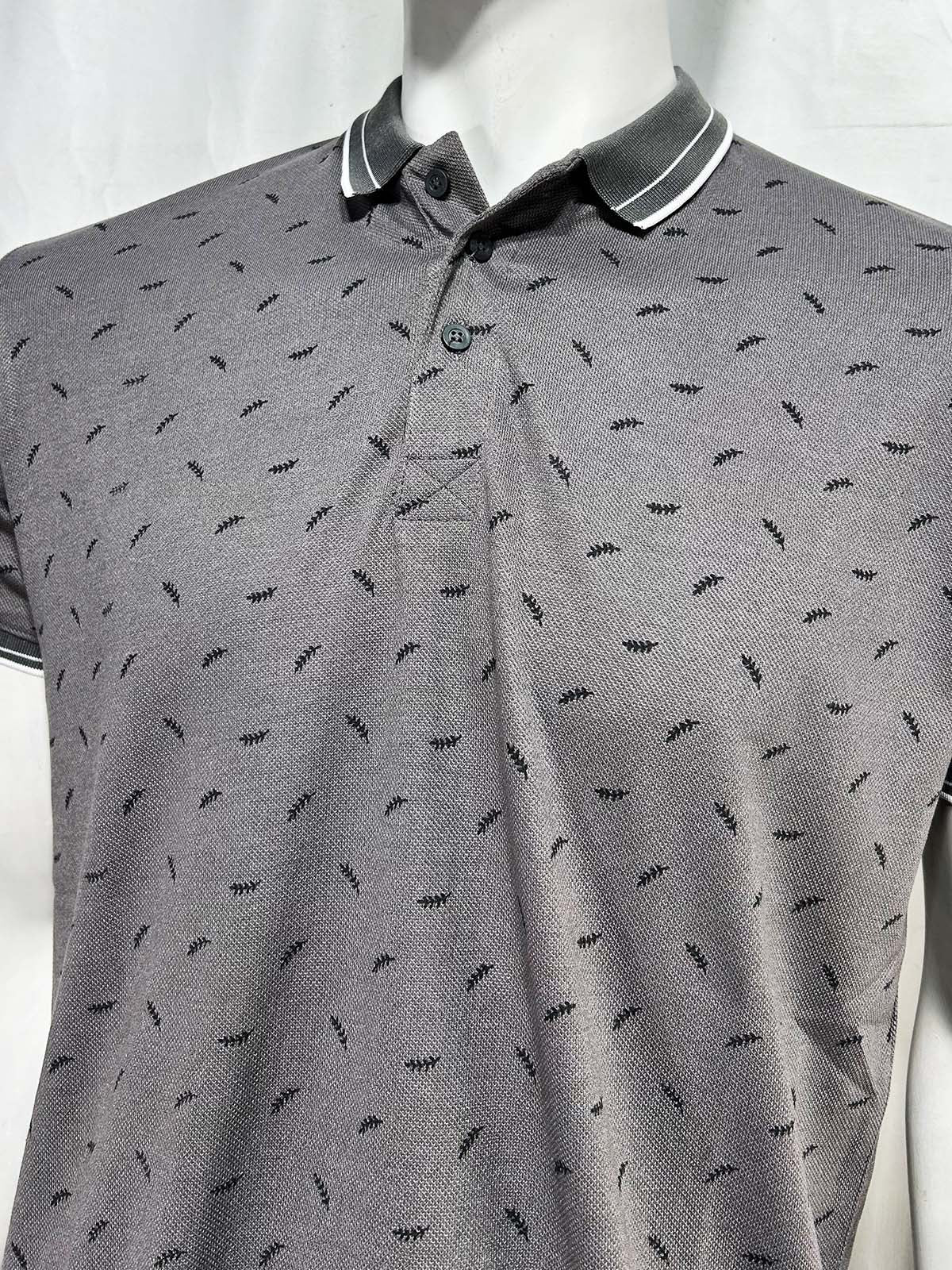 Grey Printed Polo T-Shirt For Men MTS426