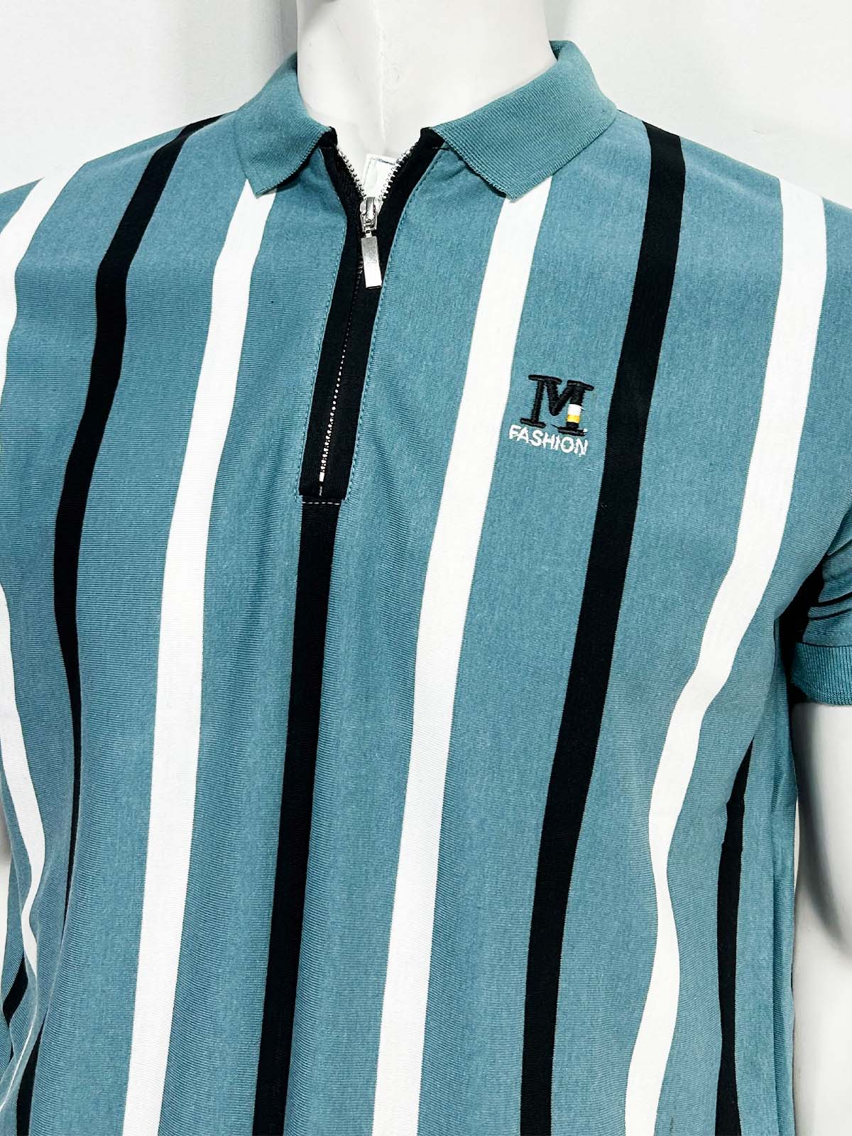 G Grey Striped Polo T-Shirt For Men MTS468