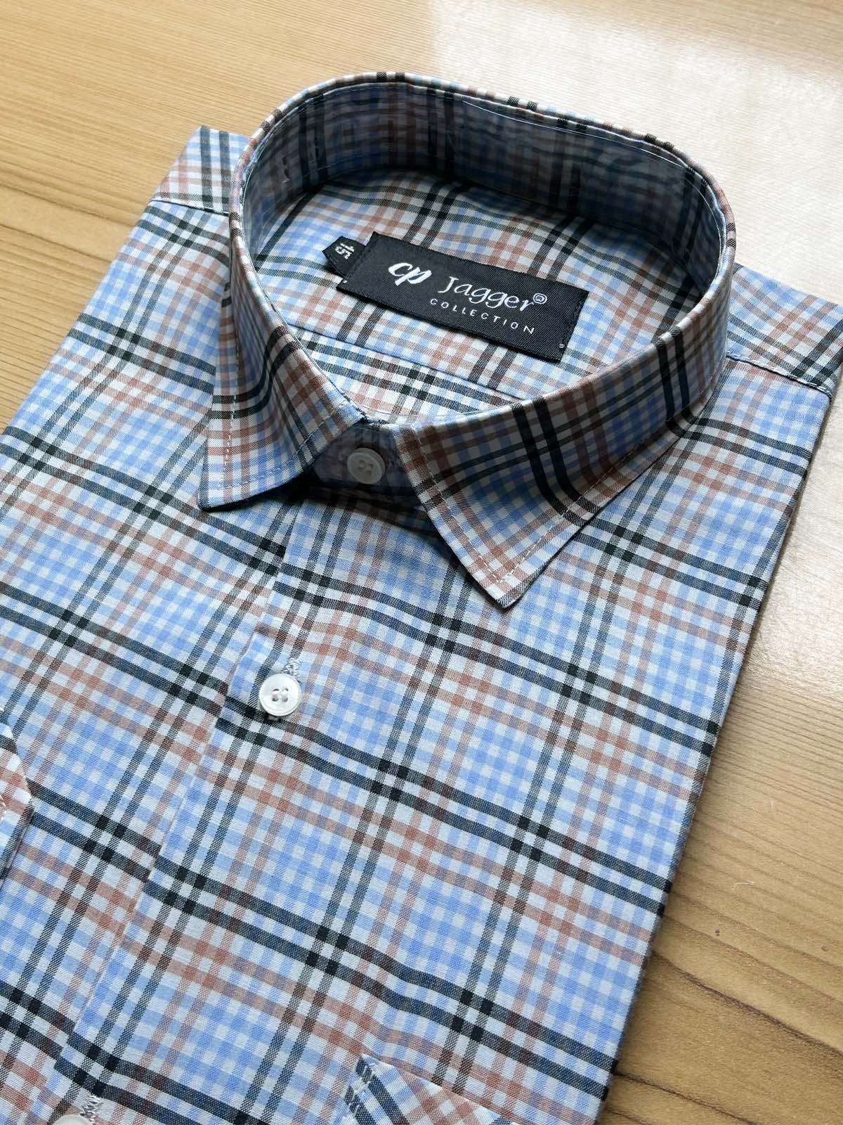 Blue Checks Formal Dress Shirt For Men MFS482