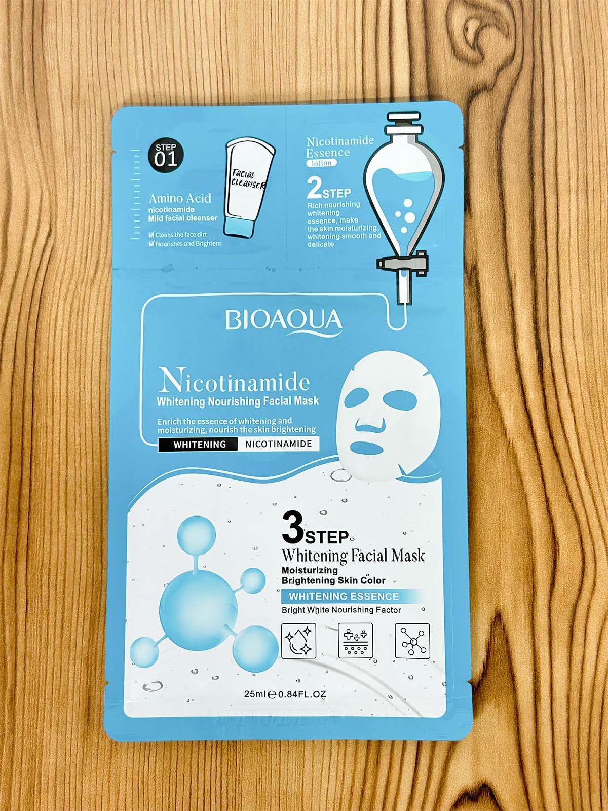 Pack of 4 3-Step Collagen, Niacinamide, Hyaluronic Acid & Aloe Vera Sheet Mask C63