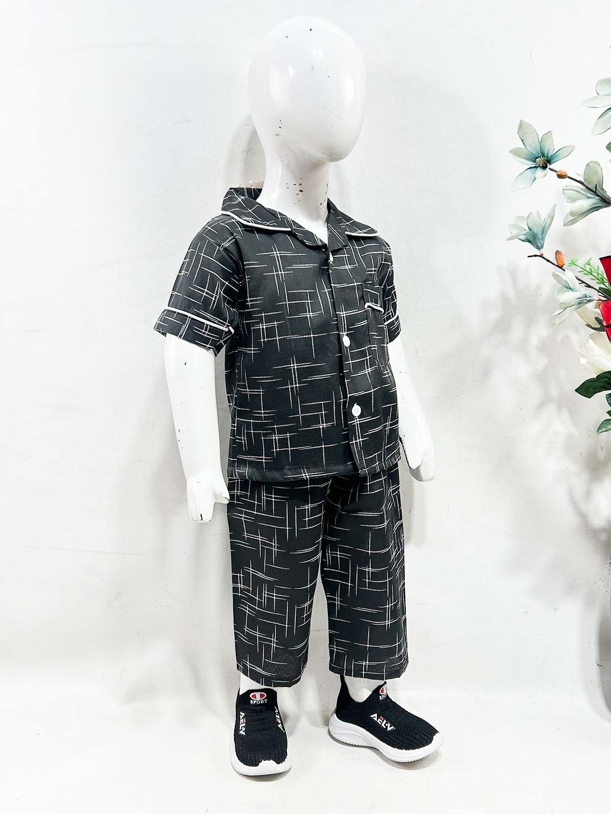 1Yrs - 5Yrs Black Cotton Night Suit For Kids NG BNS33