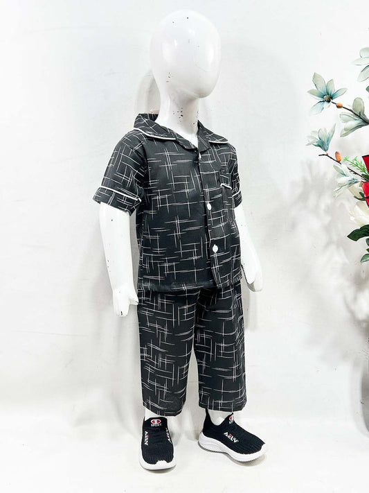1Yrs - 5Yrs Black Cotton Night Suit For Kids NG BNS33