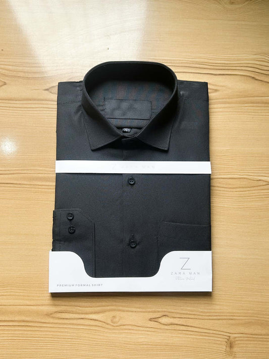 Black Self Formal Dress Shirt For Men MFS516