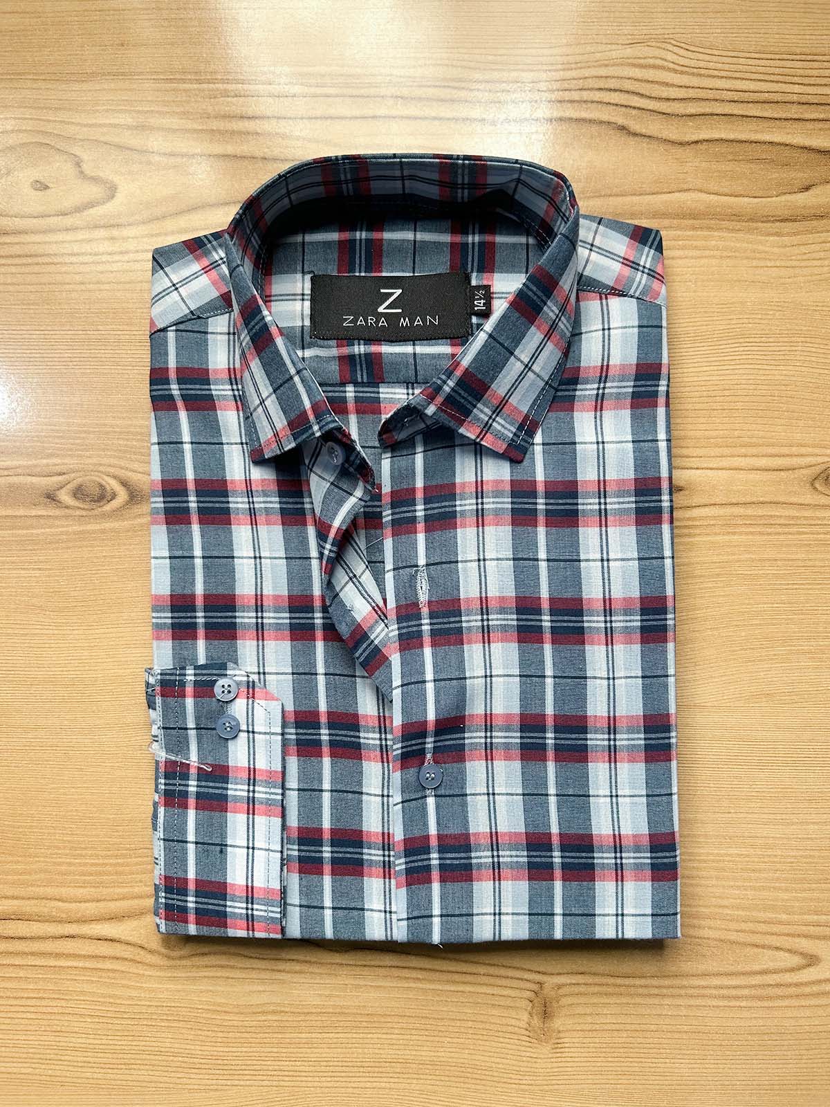 MFS615 R Blue Checks Formal Dress Shirt For Men